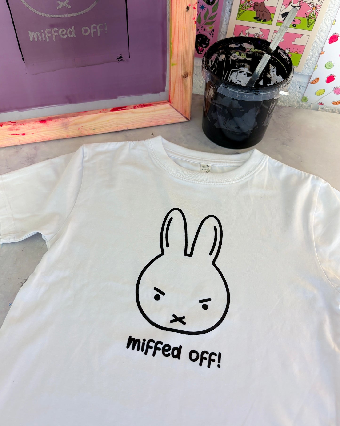Miffed Off Rabbit Screen Printed Baby Tee