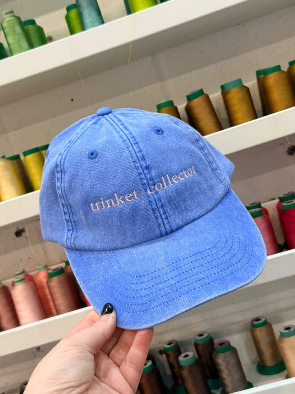 Trinket Collector Vintage Embroidered Cap - Denim Blue