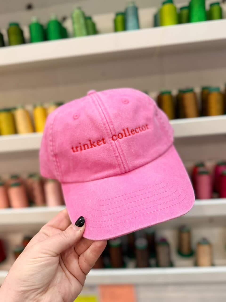 Trinket Collector Vintage Embroidered Cap - Pink and Red