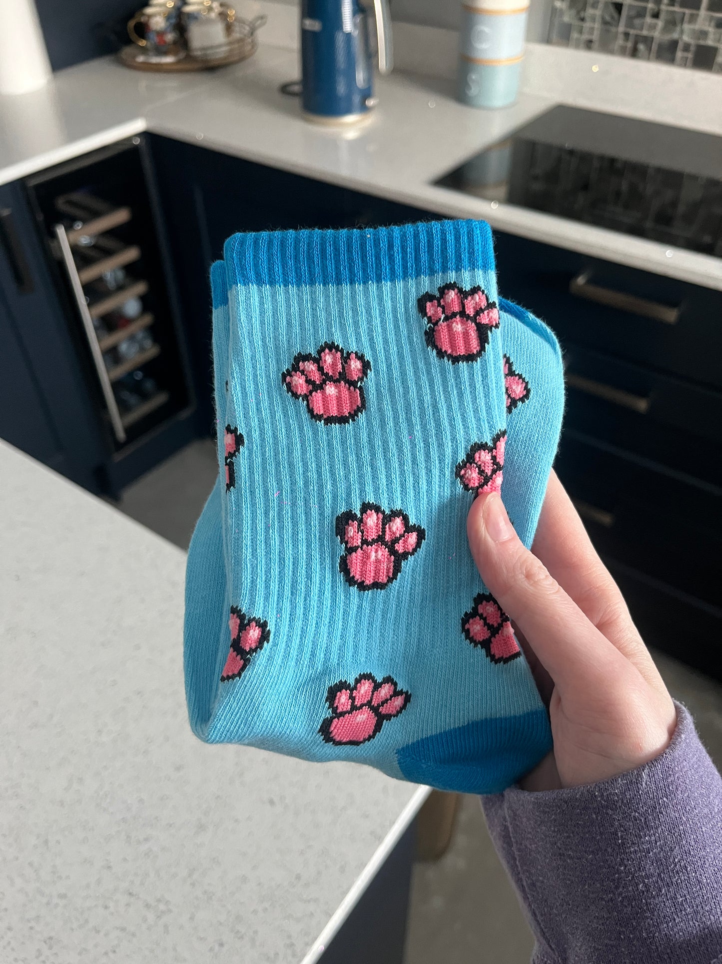 Blue Paw Print Socks