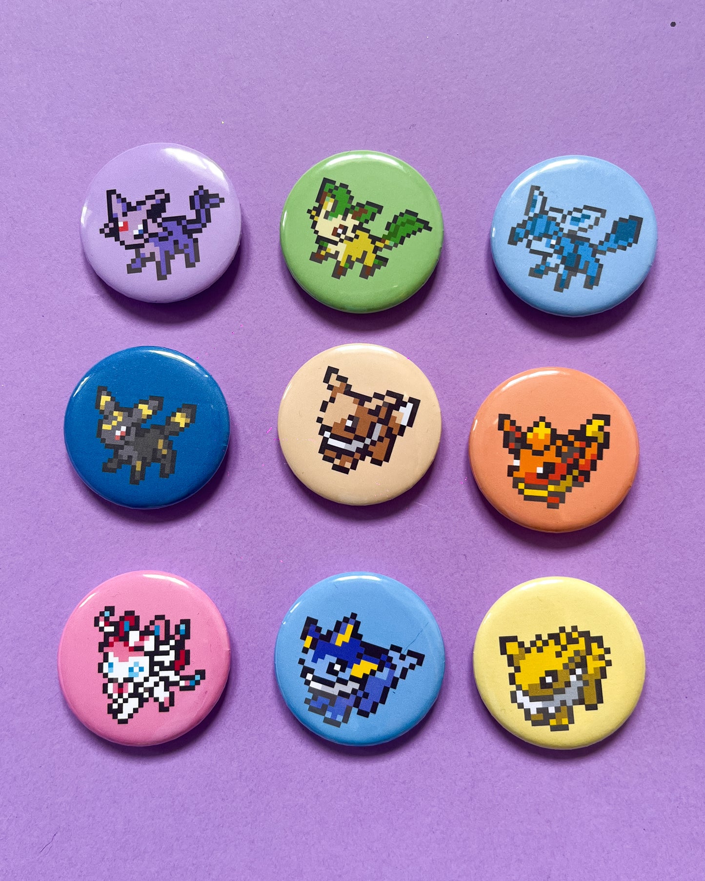 Eeveelution Pixel Pokemon Pin Badge Singles and Set