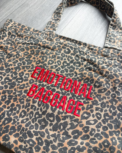 Emotional Baggage Leopard Print Canvas Tote Bag