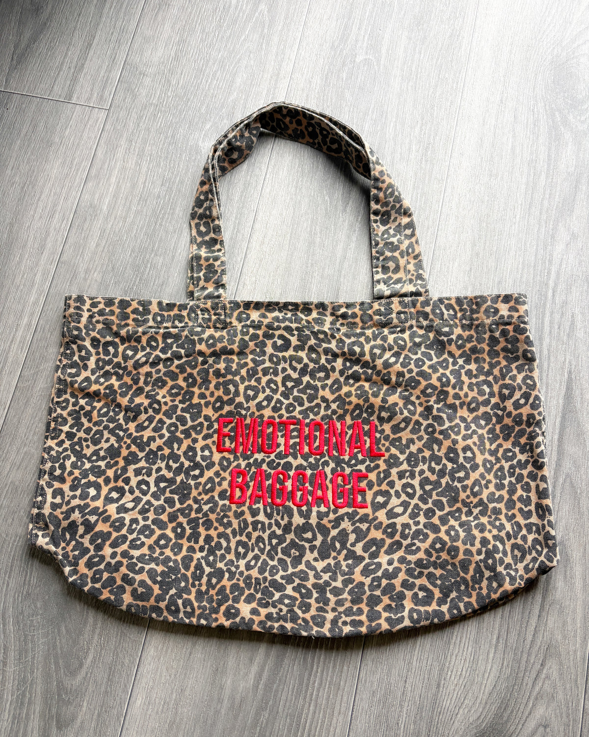 Emotional Baggage Leopard Print Canvas Tote Bag