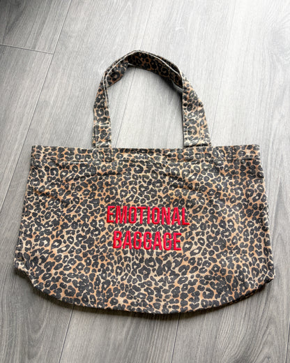 Emotional Baggage Leopard Print Canvas Tote Bag