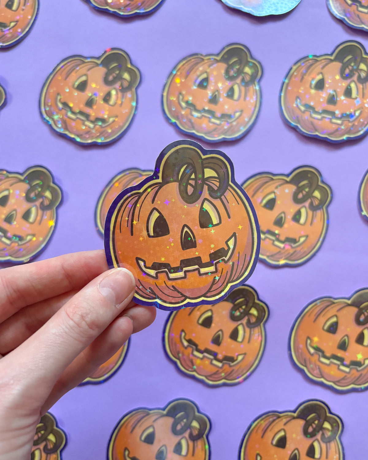 Pumpkin Holographic Vinyl Sticker