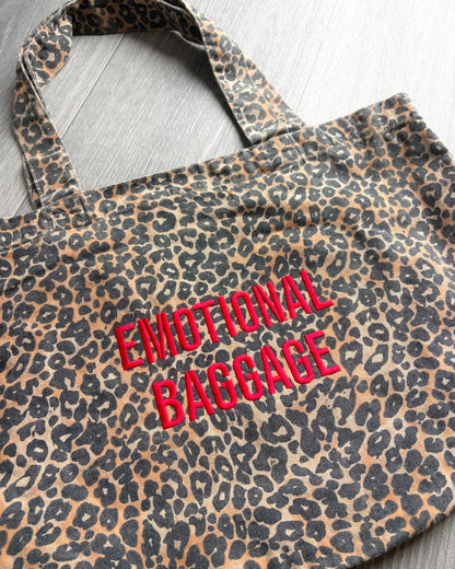 Emotional Baggage Leopard Print Canvas Tote Bag
