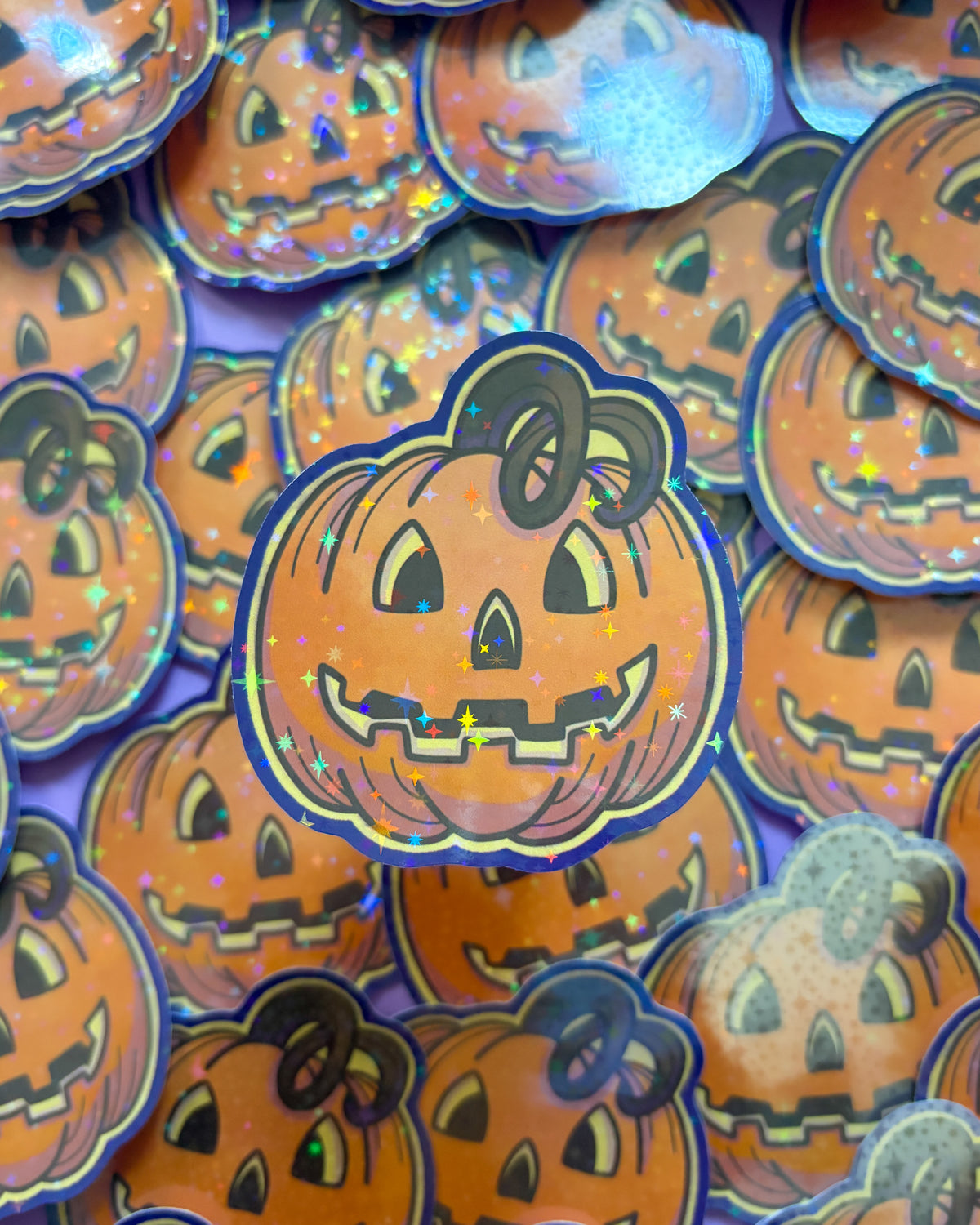 Pumpkin Holographic Vinyl Sticker