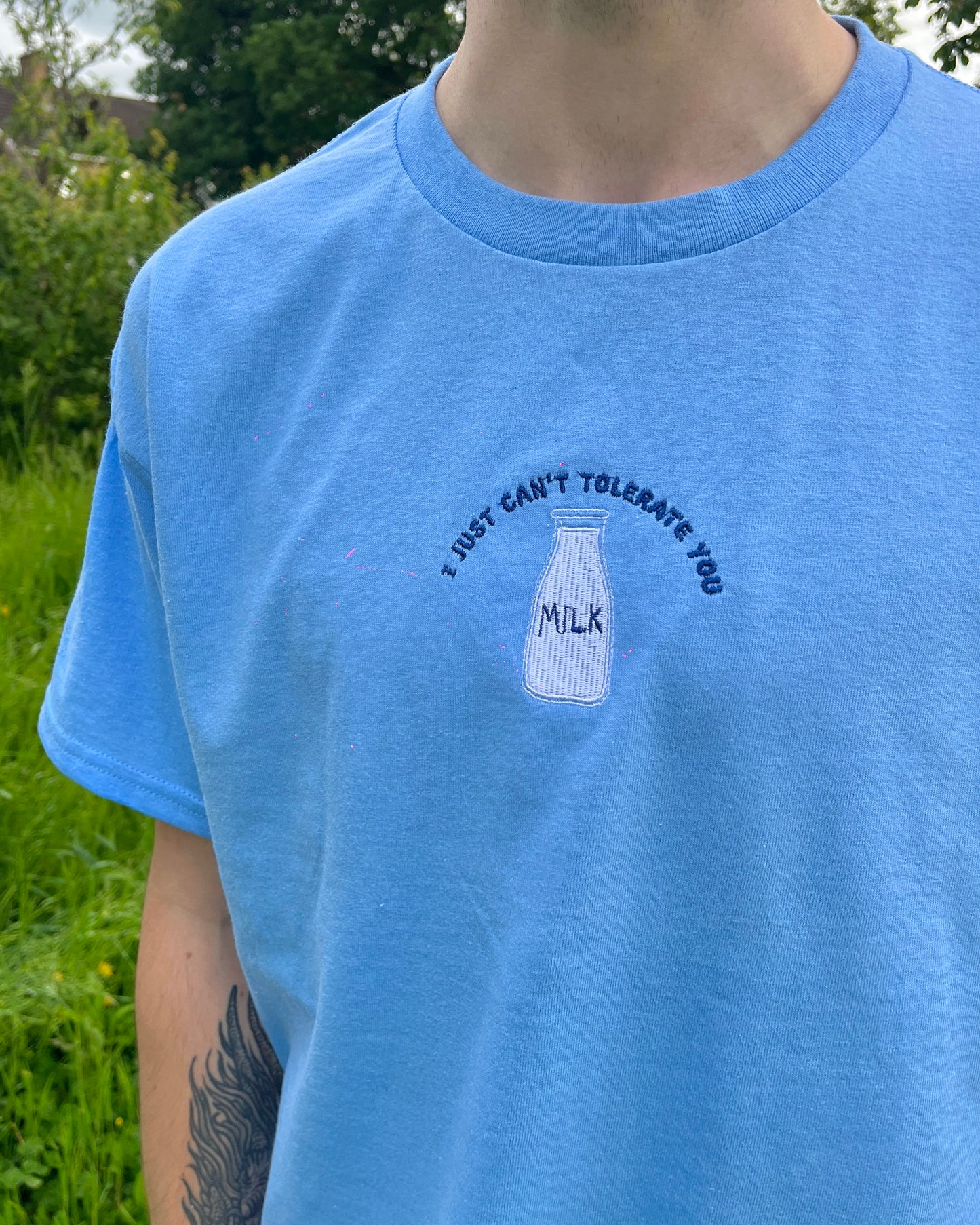 Unisex Can't Tolerate Milk Embroidered T-Shirt