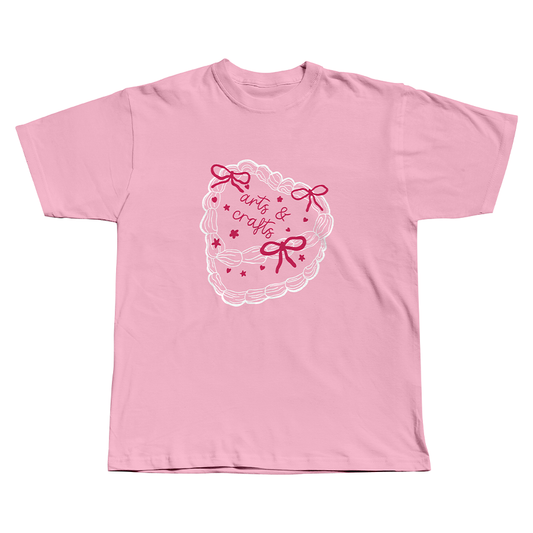 Arts and Crafts Cake Screen Printed T-Shirt Pink