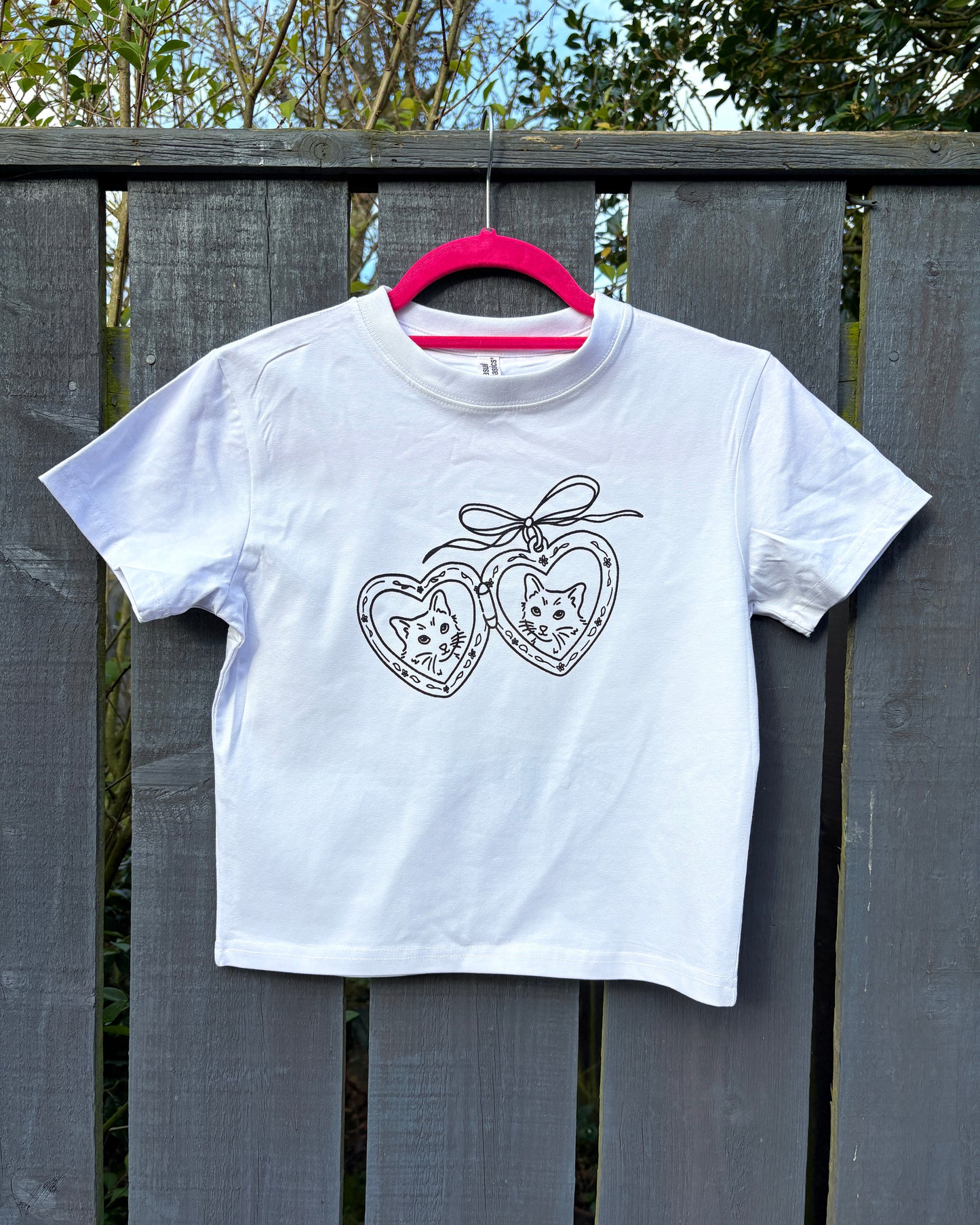 Cat Locket Screen Printed Baby Tee