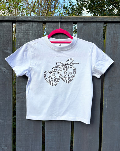 Cat Locket Screen Printed Baby Tee