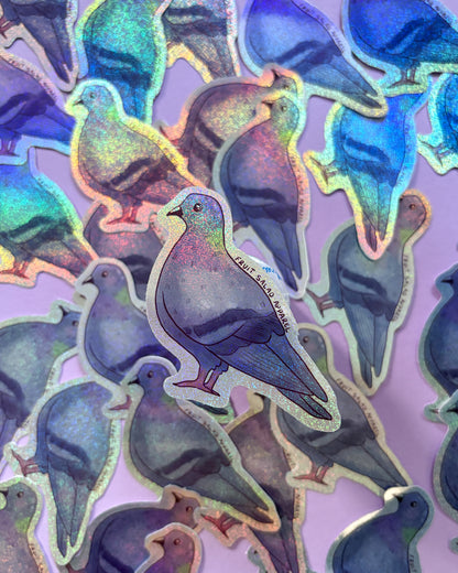 Pigeon Holographic Glitter Vinyl Sticker