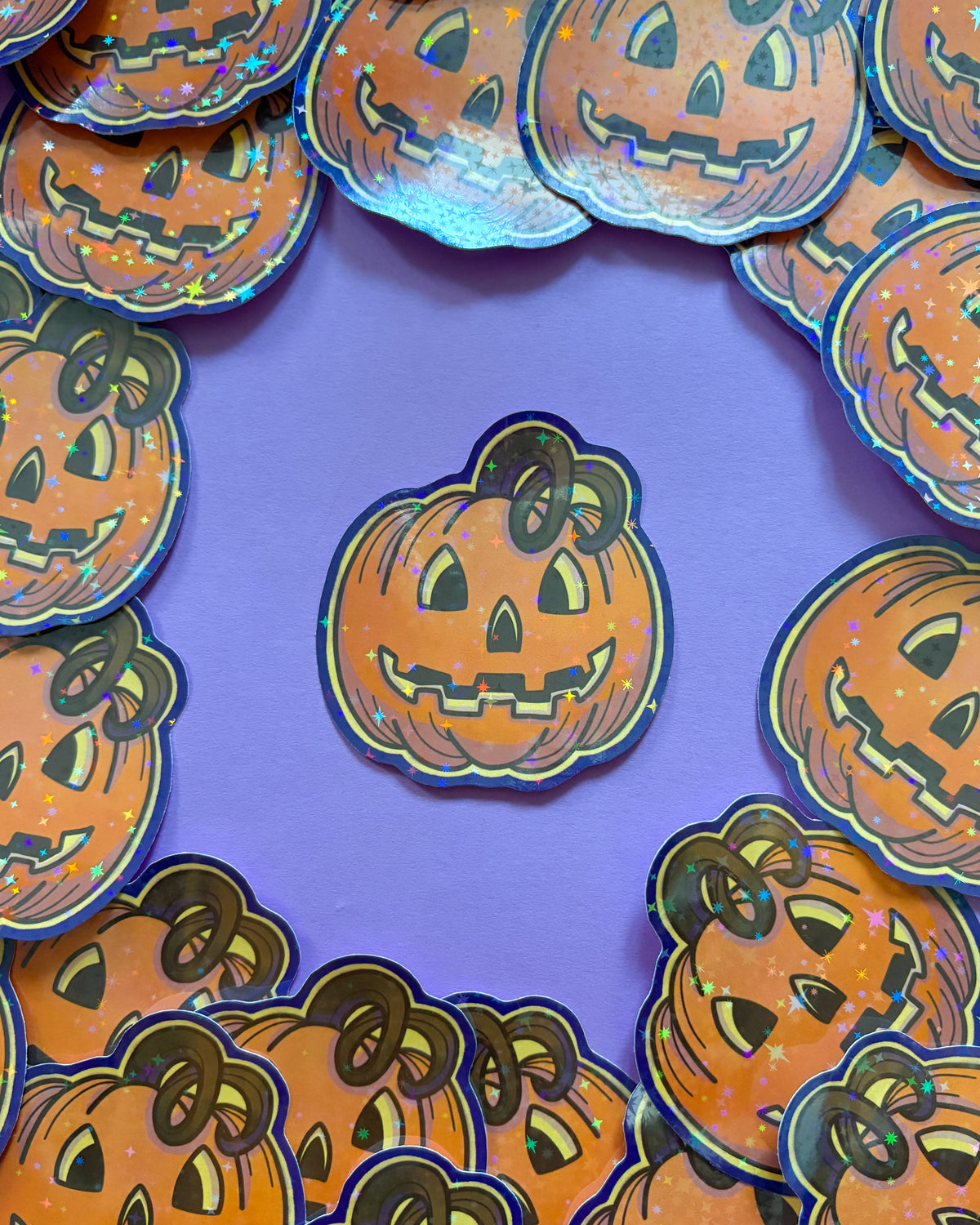 Pumpkin Holographic Vinyl Sticker