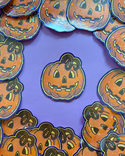 Pumpkin Holographic Vinyl Sticker