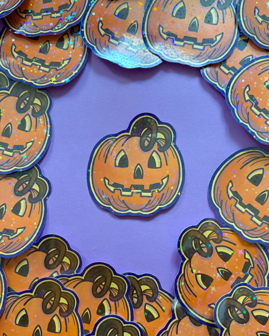 Pumpkin Holographic Vinyl Sticker