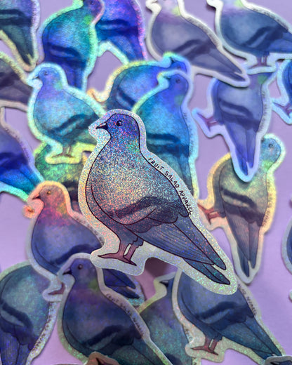 Pigeon Holographic Glitter Vinyl Sticker