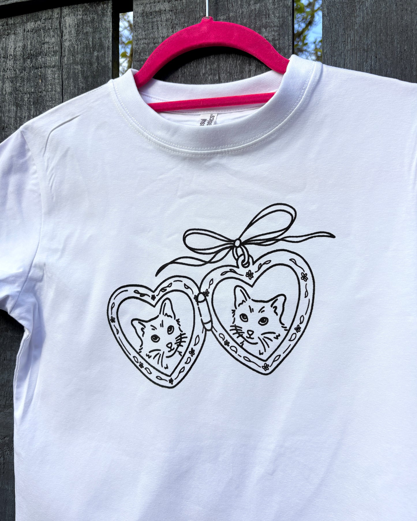 Cat Locket Screen Printed Baby Tee