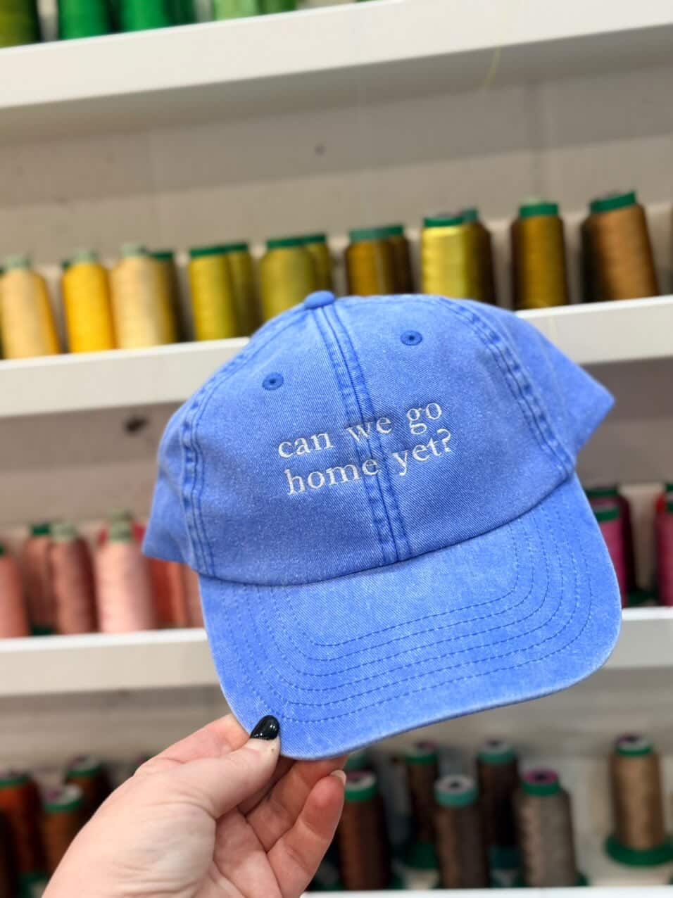 Can We Go Home Yet Vintage Embroidered Cap - Denim Blue