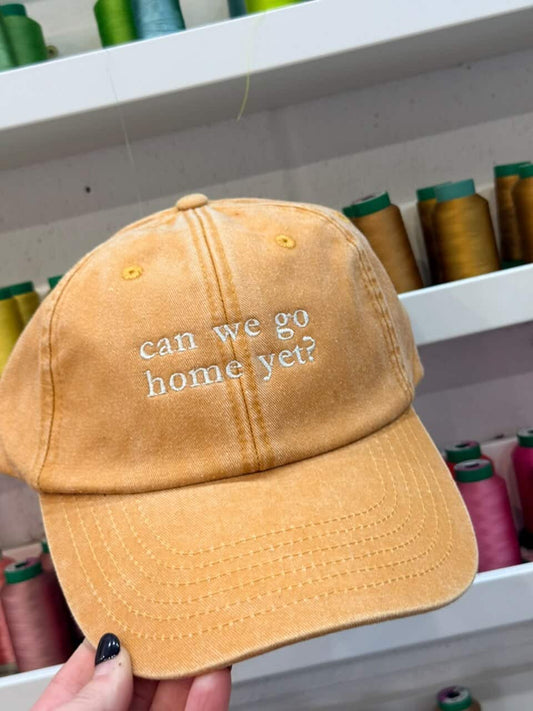 Can We Go Home Yet Vintage Embroidered Cap - Yellow