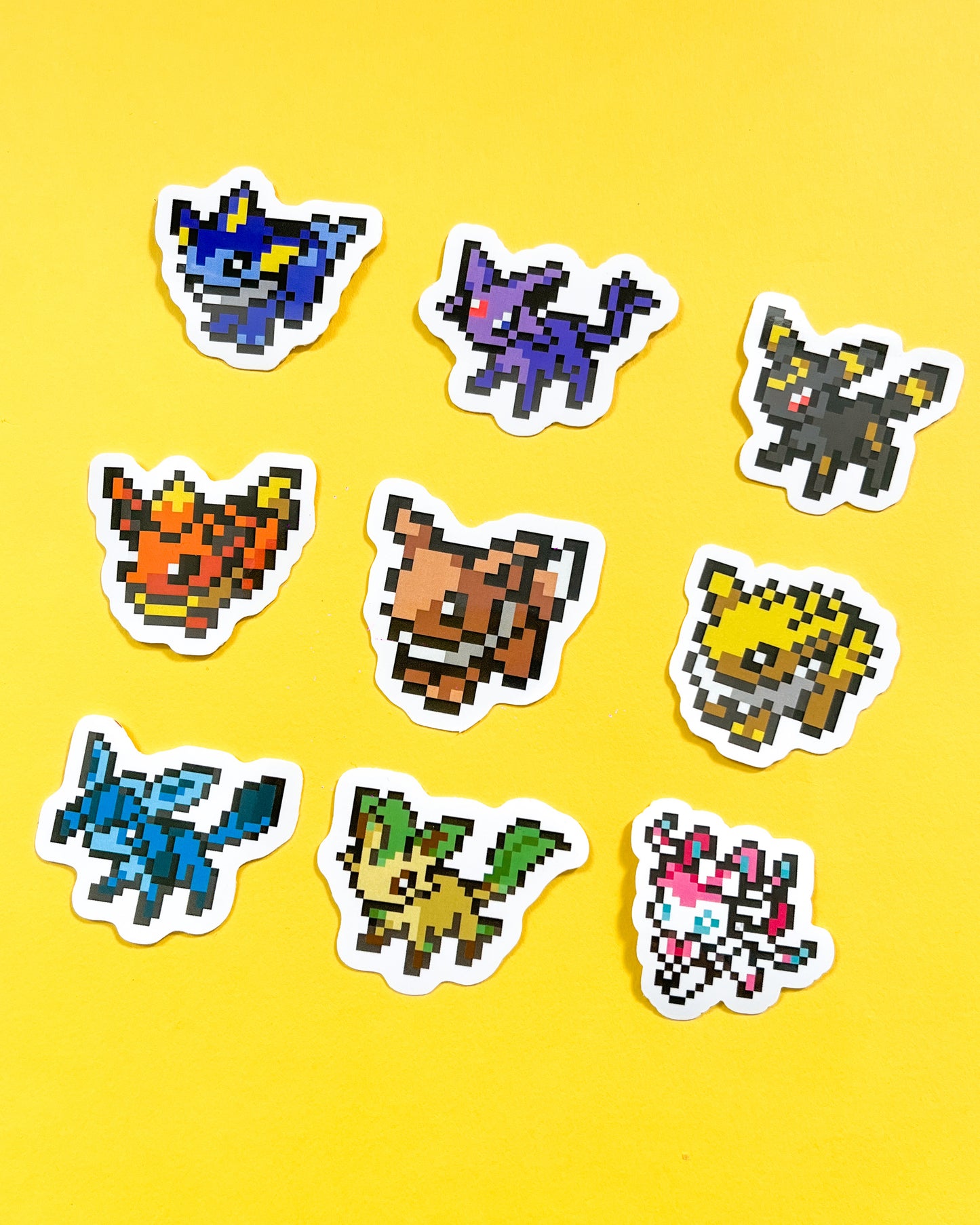 Eeveelution Pixel Pokemon Vinyl Sticker Singles and Set
