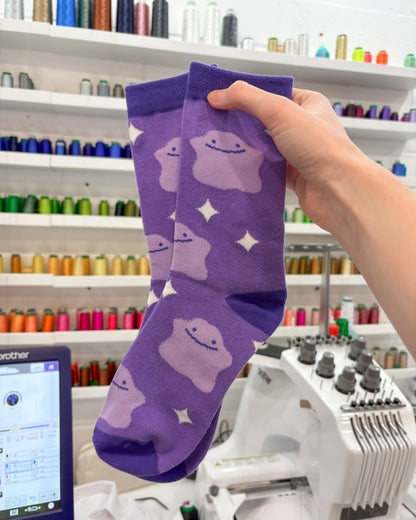 Purple Ditto Pokemon Socks