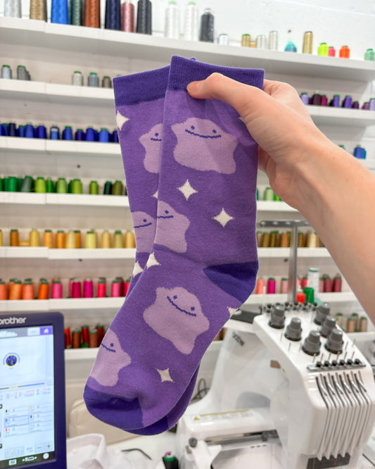 Purple Ditto Pokemon Socks