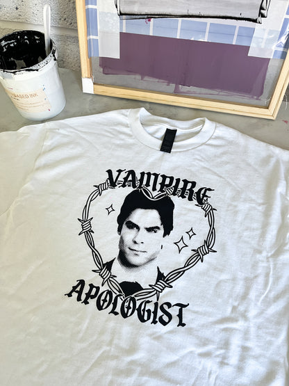 Damon Salvatore Vampire Apologist Unisex White T-Shirt