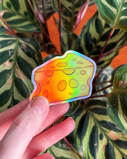 Cheese Holographic Vinyl Sticker