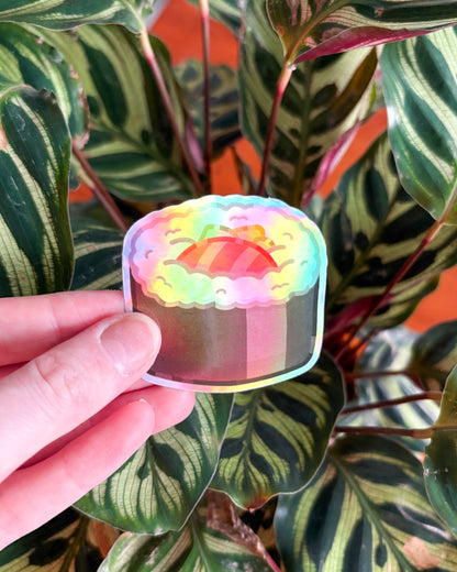 Sushi Roll Holographic Vinyl Sticker