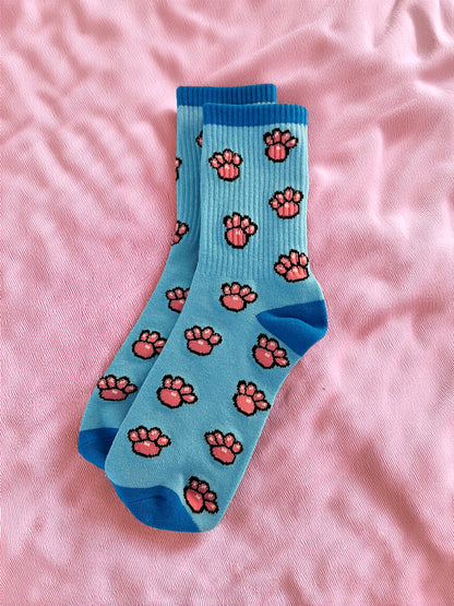Blue Paw Print Socks